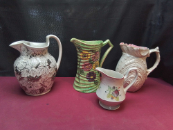 4 Unusual Jugs. (Green W.17 H.22 Cm.)