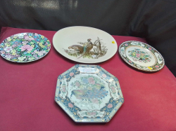 A Large Pheasant Plate  34x38 Cm.and 3 Chinese  Plates.