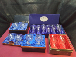 5 boxes of crystal glass ( The large box is Royal Doulton)