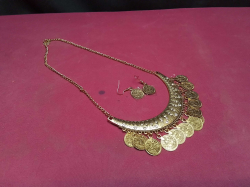 Bohemian Gypsy Ethnic Tribal Choker Necklace with Statement Coins. 