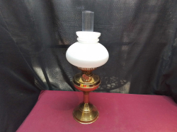 A Lovely Brass Oil Lamp. W.19 H.55 Cm.