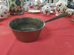 A Heavy of Brass Pan with Cast Iron Handle. L.38 H.10 Cm.