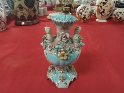 A Porcelain Table Lamp Blue with  Seated Children French or Italian.H.20 Cm.