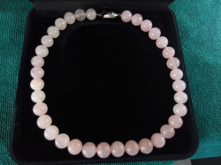 Natural 12mm Rose Quartz bead necklace.