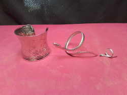 Silver Heavy Vintage Style Bracelet, with Twister Silver Snake Bracelet and Ring. 