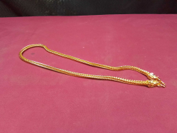 Gold Plated 4 Pillar 22-inch Gents Dragon Headed Necklace. 