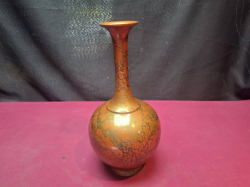 A Beautiful Vintage Bronze Cloisonné Onion  Vase Red & Black Color 25 Cm. High 12 Cm. Wide. Mint Condition  