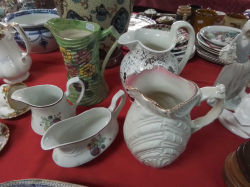 5 Unusual Jugs. (Green W.17 H.22 Cm.)