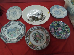 A Large Pheasant Plate  34x38 Cm.and 3 Chinese  Plates.