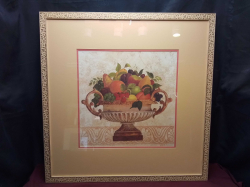 A framed water colour print 