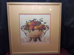 A framed water colour print 