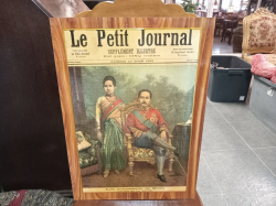 A Framed print of a cover of the French newspaper Le Petit Journal, titled.(King Rama 5 and Queen Sri Savarindira) 38x53 Cm. 