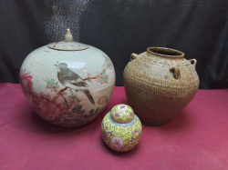 3 Old Chinese Vases.  H.23 W.20 Cm.