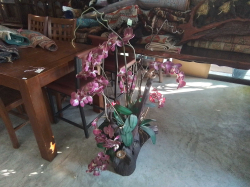 An Orchid with Wooden Flower Arangement. W.55 H.124 Cm.
