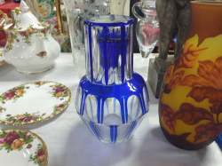 A beautiful  old Antique heavy led Crystal Bristol blue Baccarat water /Whiskey carafe  H.17 Cm.in lovely condition