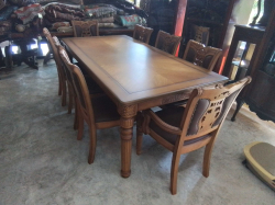 A Lovely Clean Dining Set (8 Chairs and  Large Table W.100 L.200 H.75 Cm.)