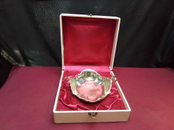 A Wooden Box H.10 W.24 Cm.of Silver Plated Bowl 
