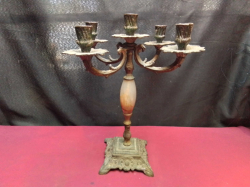 A Lovely Metal & Marble Candle Stick . W.32 H.37 Cm.