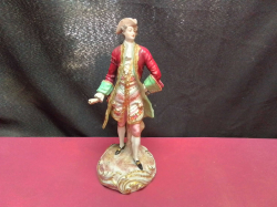 A Large Sitzendorf Figure of A Gentleman (Arm Reglued) W.10 H.24 Cm.