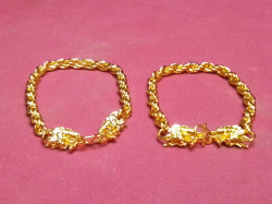 2 Dragon head  Gold Plated Rope Chain Bracelets
