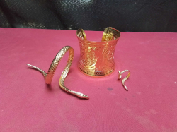 Silver Heavy Vintage Style Bracelet, with Twister Silver Snake Bracelet and Ring. 