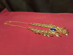 Gold Tone, Blue stone Thai Traditional Necklace