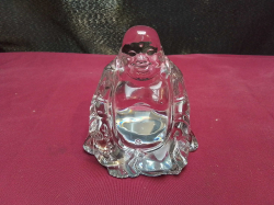 A Glass of Happy Buddha Statue. W.10 H.9.5 Cm. 