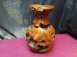 A Heavy Vintage  Handcrafted Burlwood Vase. H.32 W. 24 Cm. Weight 4.6 Kg.