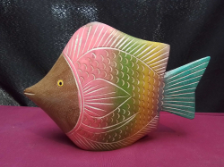 A Lovely Wooden Handcrafted Full Colour Fish. W.27 H.19 Cm.