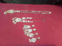 2x Sliver Plated Diamond Necklace’s with Earrings, Secondhand A/F. 
