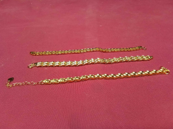 3X Gold Pated Ladies Bracelets, Mixed Styles.