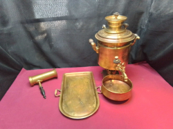 An Antique Russian SAMOVAR around 1930 Complete  with Tray and Slop Dish and Extention Chimney.