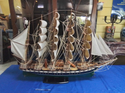 A Lovely Sailing Ship Model of France II Wooden Fully Riged. D.25 L.96 H.70 Cm.