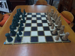 Very large 20th century marble  games top with chess set