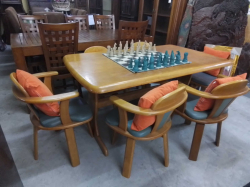 Dining Table 90x150 Cm. H.76 Cm.with 6 Swivel Chairs with cushions.