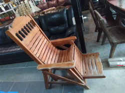 A Teak Folding Thai Easy Chair W.77 L.110 H.132 Cm.