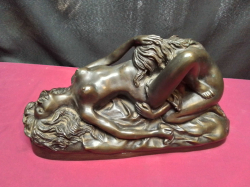 A Bronze Erotic Sculpture Titled The Sapphic Lovers or Les amants by Belgium Sculptor JEF LAMBEAUX 1522 to 1908 Signed. L.31 W.15 H.16 Cm.