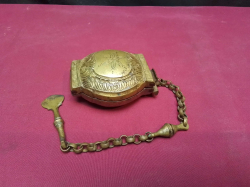 An Antique Betal Lime Brass Box. Known as A Killota From Ceylon. W.7 H.9 Cm.