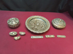 Silver Plated Chinese Ritual Offering Set ( 9 items)