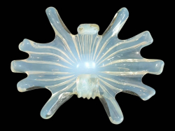 A beautiful free form opaline color Murano art glass bowl. W.30 L.37 H.12 Cm.