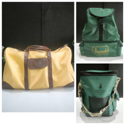 3 Vintage bags , a Laura Ashley travelling bag, Greenwich Polo club and Harrods cooler bag