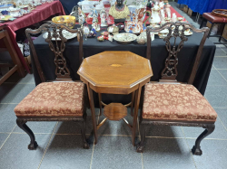 A beautiful pair of hand carve Victorian c,1880 mahogany chairs in the Chippendale style Standing on carbrio legs with ball claw feet