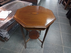 An English Edwardian c,1905 Mahogany inlay hexagonal
Occasional table. W.54 H.70 Cm.
