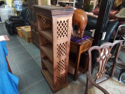 A Teak Solid 3 Pull Out Shelves Book Case. W.56 D.29 H.125 Cm.