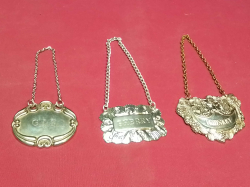 3 Spirit Labels Silver Plate.