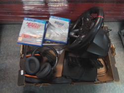 A hori racing wheel apex with pedals complete with some dises.