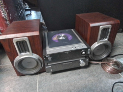 A Philips micro theater MED 70 with speakers small chef for plastic front good working order.