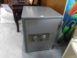A Kingdom Safe with key. W.39 D.43 H. H.50 Cm.