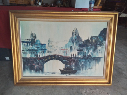 A Gilt Framed Oil on Canvas 1960s. 80x110 Cm.