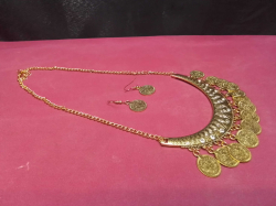 Bohemian Gypsy Ethnic Tribal Choker Necklace, with Statement Earrings Coin’s. 